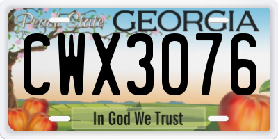 GA license plate CWX3076