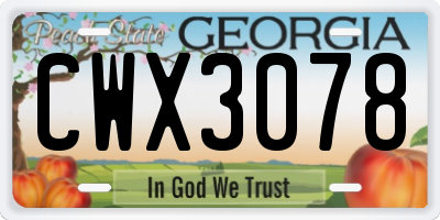 GA license plate CWX3078