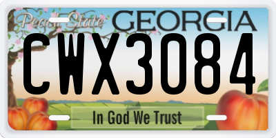 GA license plate CWX3084