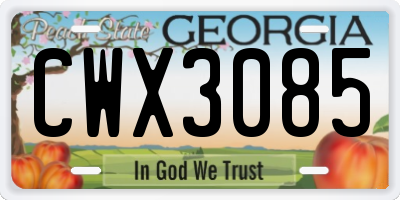 GA license plate CWX3085