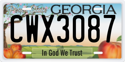 GA license plate CWX3087