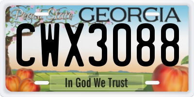 GA license plate CWX3088