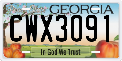 GA license plate CWX3091