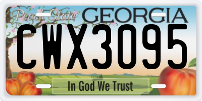 GA license plate CWX3095