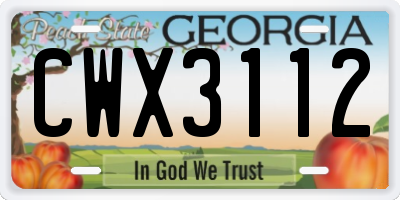 GA license plate CWX3112