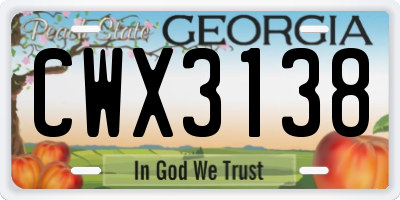 GA license plate CWX3138