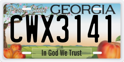 GA license plate CWX3141