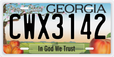 GA license plate CWX3142