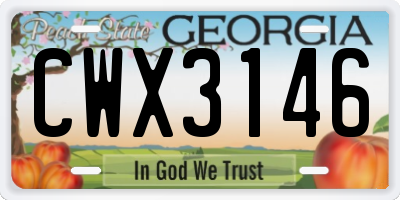 GA license plate CWX3146