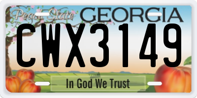 GA license plate CWX3149