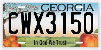 GA license plate CWX3150