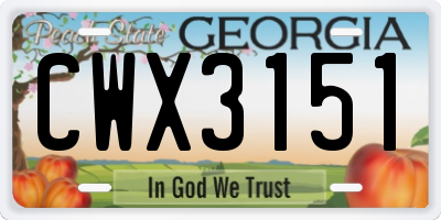 GA license plate CWX3151