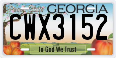 GA license plate CWX3152