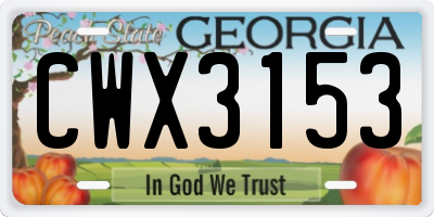 GA license plate CWX3153