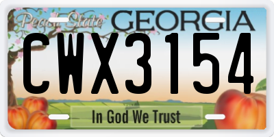 GA license plate CWX3154
