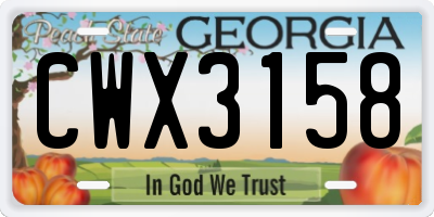 GA license plate CWX3158