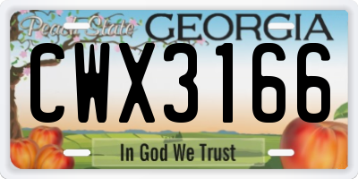 GA license plate CWX3166