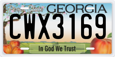 GA license plate CWX3169