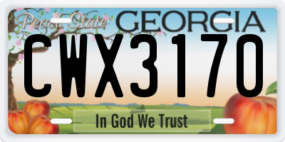 GA license plate CWX3170