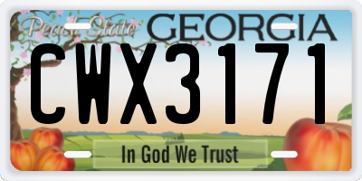 GA license plate CWX3171