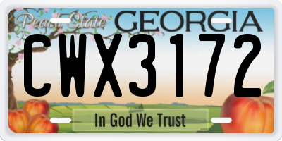 GA license plate CWX3172