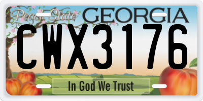 GA license plate CWX3176