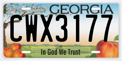 GA license plate CWX3177