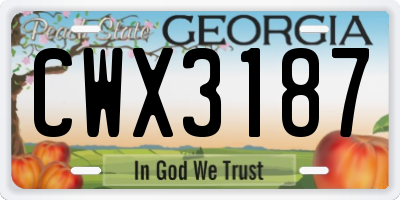 GA license plate CWX3187