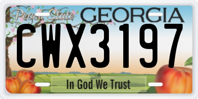 GA license plate CWX3197