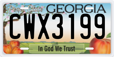 GA license plate CWX3199