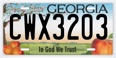 GA license plate CWX3203