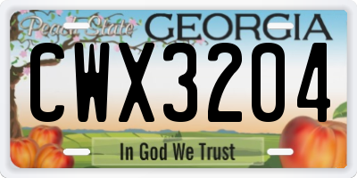 GA license plate CWX3204