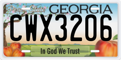 GA license plate CWX3206