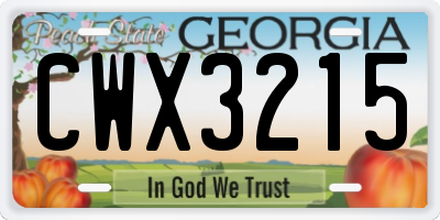 GA license plate CWX3215