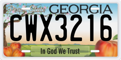 GA license plate CWX3216