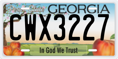 GA license plate CWX3227