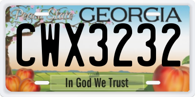 GA license plate CWX3232