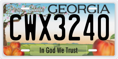 GA license plate CWX3240