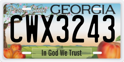 GA license plate CWX3243