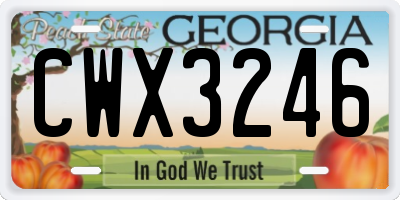 GA license plate CWX3246