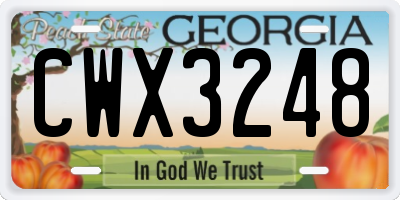 GA license plate CWX3248