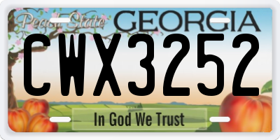GA license plate CWX3252