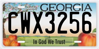 GA license plate CWX3256