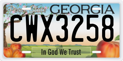 GA license plate CWX3258