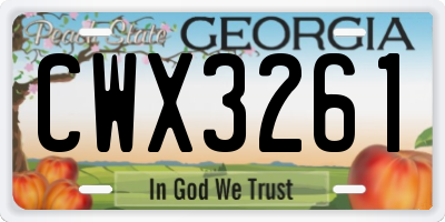 GA license plate CWX3261