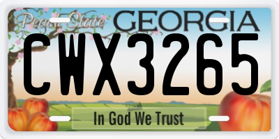 GA license plate CWX3265