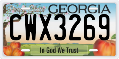 GA license plate CWX3269