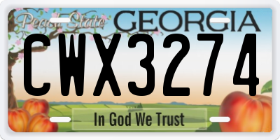 GA license plate CWX3274