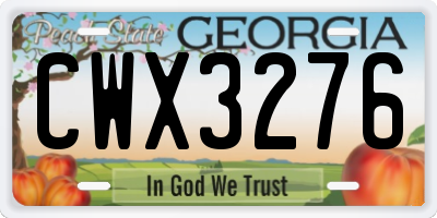 GA license plate CWX3276