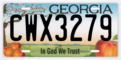 GA license plate CWX3279